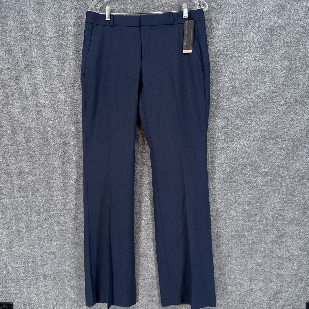 Banana Republic Logan Pants Womens 6 Blue Italian Wool Straight Leg Chinos NEW